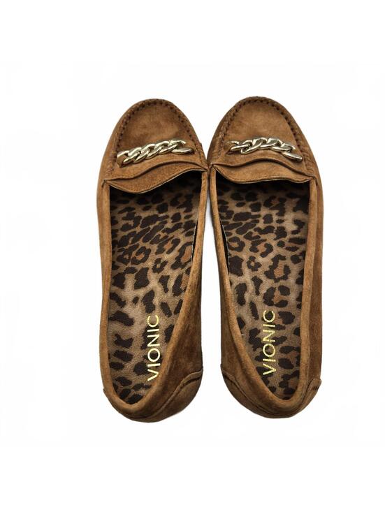 Vionic Shoes - Vionic Mesa Cognac Suede Chain Loafers 9.5 Wide Orthopedic Comfort Flat Shoes
